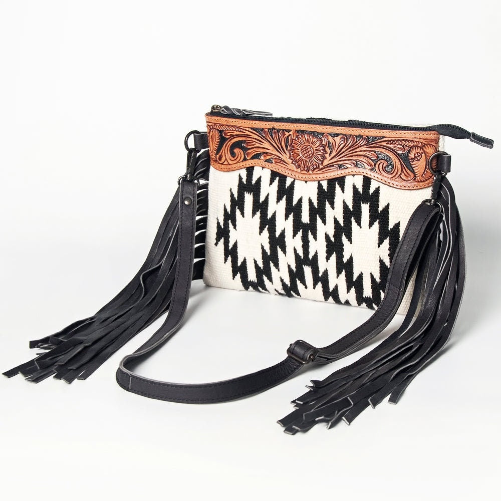 Western Hand Tooled Leather Purse, Concealed Carry Purse, Cowhide Purse, Saddle Blanket Bag, Genuine Cowhide, Western Purse, Leather Fringe