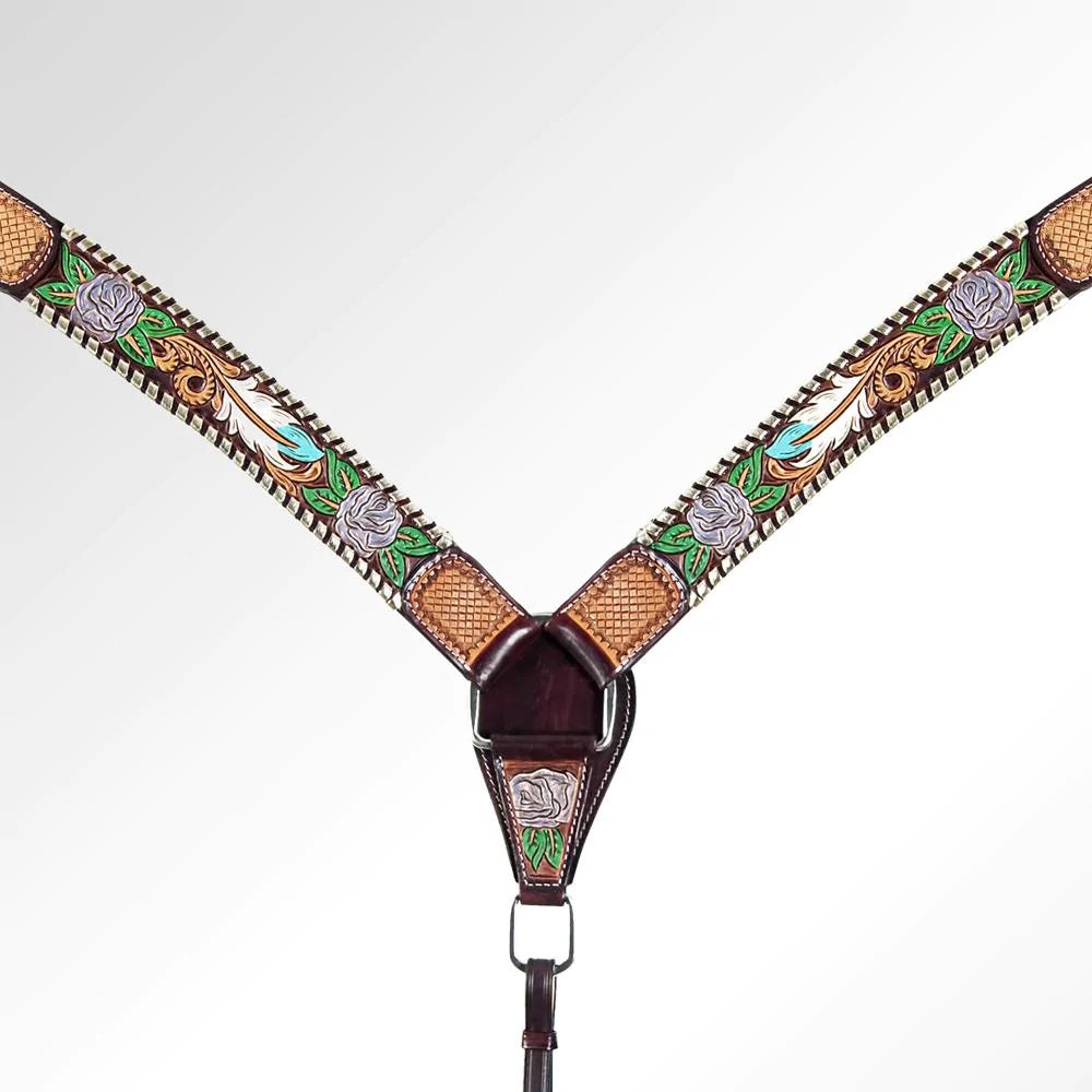 AMERICAN DARLING Western Horse Headstall Breast Collar Set American Le AMERICAN DARLING Western Horse Headstall Breast Collar Set American Le