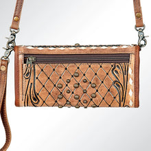 Load image into Gallery viewer, Western Hand Tooled Leather Purse, Concealed Carry Purse, Cowhide Purse, Saddle Blanket Bag, Genuine Cowhide, Western Wallet, Floral Wallet
