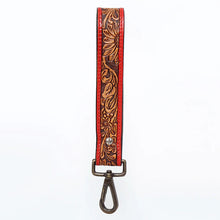 Load image into Gallery viewer, Western Hand Tooled Leather Purse Wrist Strap, Cowhide Wristlet Strap, American Darling Leather Purse Strap, Genuine Cowhide Wrist Strap
