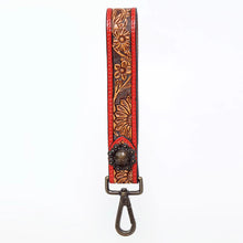 Load image into Gallery viewer, Western Hand Tooled Leather Purse Wrist Strap, Cowhide Wristlet Strap, American Darling Leather Purse Strap, Genuine Cowhide Wrist Strap
