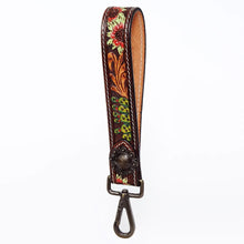 Load image into Gallery viewer, Western Hand Tooled Leather Purse Wrist Strap, Cowhide Wristlet Strap, American Darling Leather Purse Strap, Genuine Cowhide Wrist Strap
