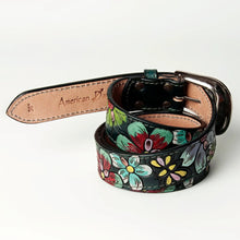 Load image into Gallery viewer, Womens Western Hand Tooled Leather Belt, Rodeo Belt, Embossed Leather Belt, Western Belt, Cowboy Belt, Cowgirl Belt, Studded Handmade Belt
