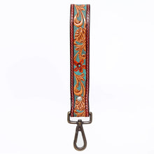 Load image into Gallery viewer, Western Hand Tooled Leather Purse Wrist Strap, Cowhide Wristlet Strap, American Darling Leather Purse Strap, Genuine Cowhide Wrist Strap

