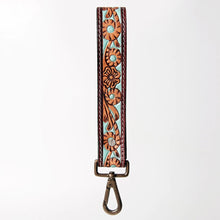 Load image into Gallery viewer, Western Hand Tooled Leather Purse Wrist Strap, Cowhide Wristlet Strap, American Darling Leather Purse Strap, Genuine Cowhide Wrist Strap
