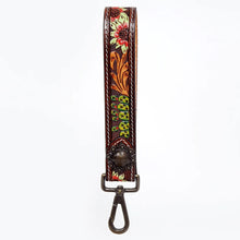 Load image into Gallery viewer, Western Hand Tooled Leather Purse Wrist Strap, Cowhide Wristlet Strap, American Darling Leather Purse Strap, Genuine Cowhide Wrist Strap
