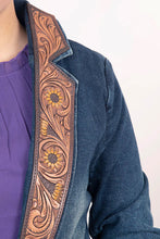 Load image into Gallery viewer, Western Leather Jacket, Western Denim Jacket, Denim Blazer, American Darling Blazer, Womens Blazer, Womens Leather Jacket, Womens Denim Coat
