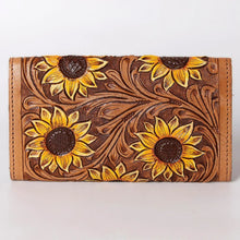 Load image into Gallery viewer, Western Hand Tooled Leather Wallet Purse, Leather Crossbody Purse, Genuine Leather Bag, Genuine Cowhide Bag, Western Purse, Luxury Wallet
