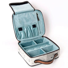 Load image into Gallery viewer, Western Leather Jewelry Case, Hair on Hide Jewelry Holder, Jewelry Safe, Locking Cowhide Jewelry, Tooled Leather, Jewelry Purse
