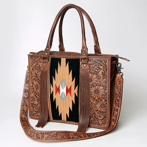 Western Hand Tooled Leather Purse, Conceal Carry Purse, Cowhide Purse, American Darling Purse, Western Crossbody Purse, Leather Fringe
