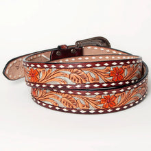 Load image into Gallery viewer, Womens Western Hand Tooled Leather Belt, Rodeo Belt, Embossed Leather Belt, Western Belt, Cowboy Belt, Cowgirl Belt, Studded Handmade Belt
