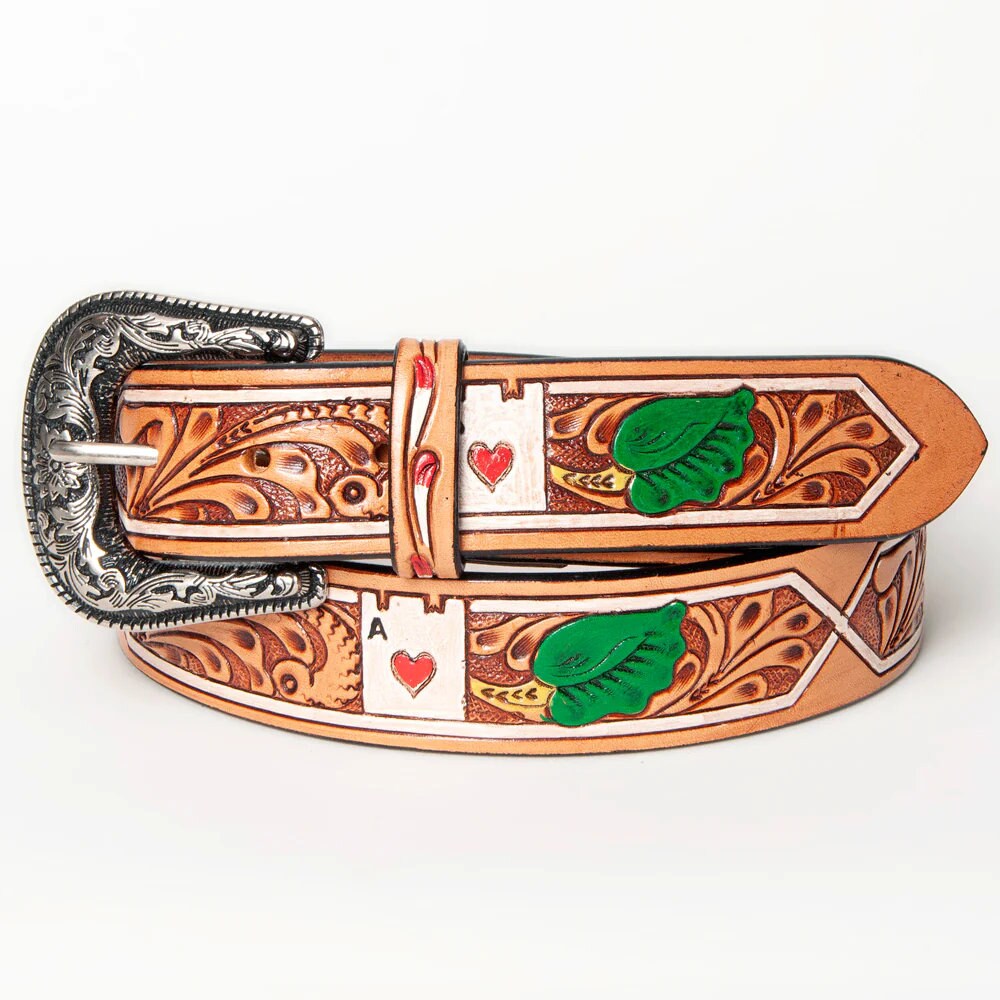 Ace of Hearts Hand Tooled Leather Belt - Shop Dodi Jo display picture 3