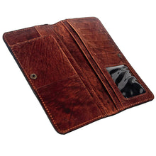 Load image into Gallery viewer, Western Hand Tooled Leather Wallet Purse, Western Buck Stitch Wallet, Leather Crossbody Purse, Genuine Leather Bag, Genuine Cowhide Bag
