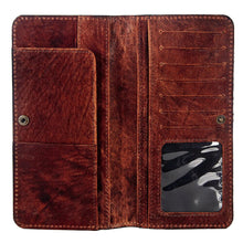 Load image into Gallery viewer, Western Hand Tooled Leather Wallet Purse, Western Buck Stitch Wallet, Leather Crossbody Purse, Genuine Leather Bag, Genuine Cowhide Bag
