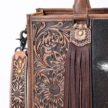 Load image into Gallery viewer, Western Purse, Hand Tooled Leather Purse, Hair On Purse, Cowhide Purse, American Darling Purse, Western Crossbody Purse, Laptop Bag
