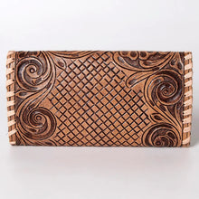 Load image into Gallery viewer, Western Hand Tooled Leather Wallet Purse, Leather Crossbody Purse, Genuine Leather Bag, Genuine Cowhide Bag, Western Purse, Luxury Wallet
