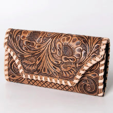 Load image into Gallery viewer, Western Hand Tooled Leather Wallet Purse, Leather Crossbody Purse, Genuine Leather Bag, Genuine Cowhide Bag, Western Purse, Luxury Wallet
