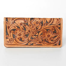 Load image into Gallery viewer, Western Hand Tooled Leather Wallet Purse, Leather Crossbody Purse, Genuine Leather Bag, Genuine Cowhide Bag, Western Purse, Luxury Wallet
