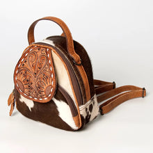 Load image into Gallery viewer, Leather Backpack Women, Leather Backpack Purse, Leather Western Backpack, Western Purse, Small Leather Backpack, Cowhide Backpack Purse
