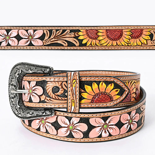 Womens Western Hand Tooled Leather Belt, Rodeo Belt, Embossed Leather Belt, Western Belt, Cowboy Belt, Cowgirl Belt, Studded Handmade Belt