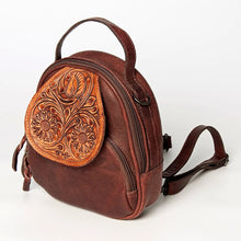 Load image into Gallery viewer, Leather Backpack Women, Leather Backpack Purse, Leather Western Backpack, Western Purse, Small Leather Backpack, Cowhide Backpack Purse

