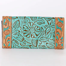 Load image into Gallery viewer, Western Hand Tooled Leather Wallet Purse, Leather Crossbody Purse, Genuine Leather Bag, Genuine Cowhide Bag, Western Purse, Luxury Wallet
