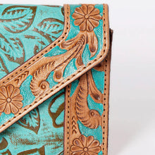Load image into Gallery viewer, Western Hand Tooled Leather Wallet Purse, Leather Crossbody Purse, Genuine Leather Bag, Genuine Cowhide Bag, Western Purse, Luxury Wallet
