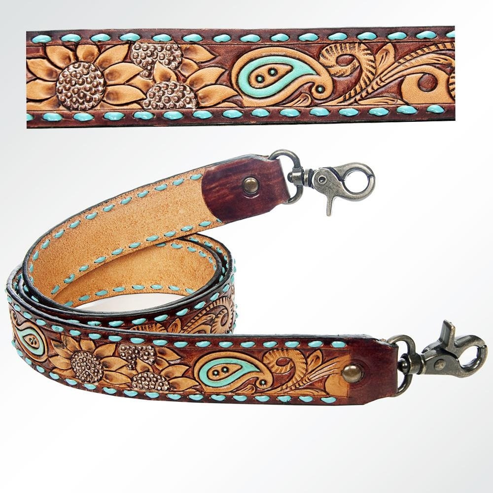 Western Hand Tooled Leather Purse Strap, Cowhide Purse Strap, American Darling Leather Purse Strap, Genuine Cowhide Strap