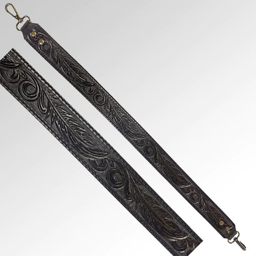 Womens Western Hand Tooled Leather Purse Strap, Western Purse Strap, Handmade Purse Strap, Cowhide Purse Strap, Leather Shoulder Strap