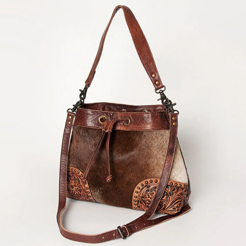 Western Hand Tooled Leather Purse, Hobo Cowhide Purse, Leather Hobo Purse, Conceal Carry Purse, Genuine Cowhide, Western Purse