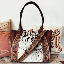 Load image into Gallery viewer, Western Purse, Cowhide Purse, Hand Tooled Leather Purse, Cowhide Purse, Concealed Carry Purse, Saddle Blanket, Leather Fringe
