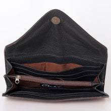 Load image into Gallery viewer, Western Hand Tooled Leather Wallet, Hair On Cowhide Clutch, American Darling Genuine Leather Wallet, Sunflower Leather Wallet
