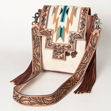 Load image into Gallery viewer, Western Purse, Cowhide Purse, Hand Tooled Leather Purse, Cowhide Purse, Concealed Carry Purse, Saddle Blanket, Leather Fringe
