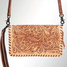 Load image into Gallery viewer, Western Leather Wallet Purse, Hand Tooled Leather Wallet, Crossbody Purse, Womens Leather Wallet, Genuine Leather, American Darling Wallet
