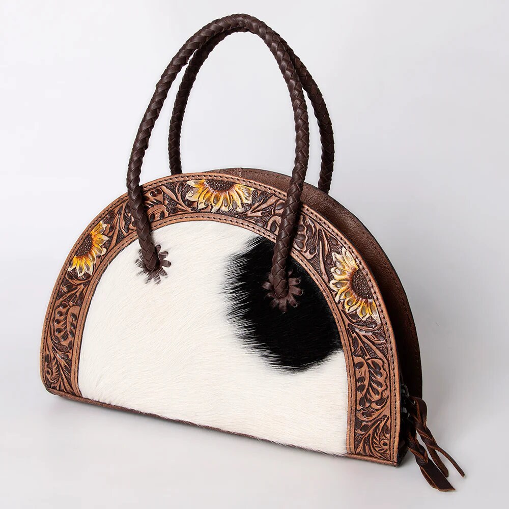 Western Purse, Hand Tooled Leather Purse, Taco Purse Purse, Cowhide Purse, American Darling Purse, Western Top Handle Purse