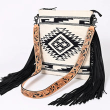 Load image into Gallery viewer, Western Hand Tooled Leather Purse, Concealed Carry Purse, Cowhide Purse, Saddle Blanket, Genuine Cowhide, Leather Fringe, American Darling
