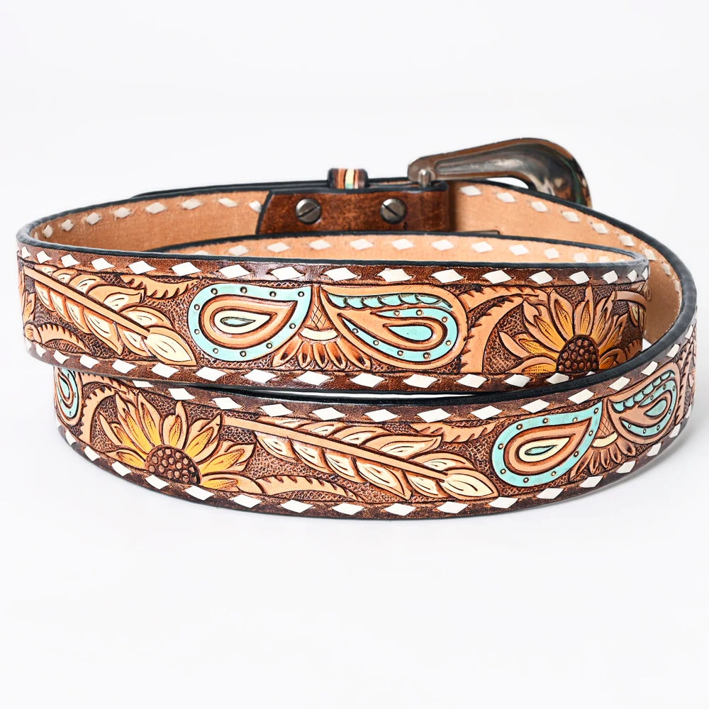Joes Creek Hand Tooled Leather Belt - Shop Dodi Jo display picture 2