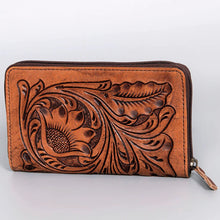 Load image into Gallery viewer, Western Hand Tooled Leather Wallet Purse, Leather Crossbody Purse, Genuine Leather Bag, Genuine Cowhide Bag, Western Purse, Luxury Wallet
