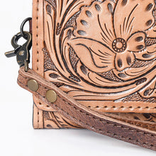 Load image into Gallery viewer, Western Hand Tooled Leather Wallet, Leather Wristlet Wallet, Genuine Leather Wallet, Cowhide Western Purse Wallet, Luxury Wallet
