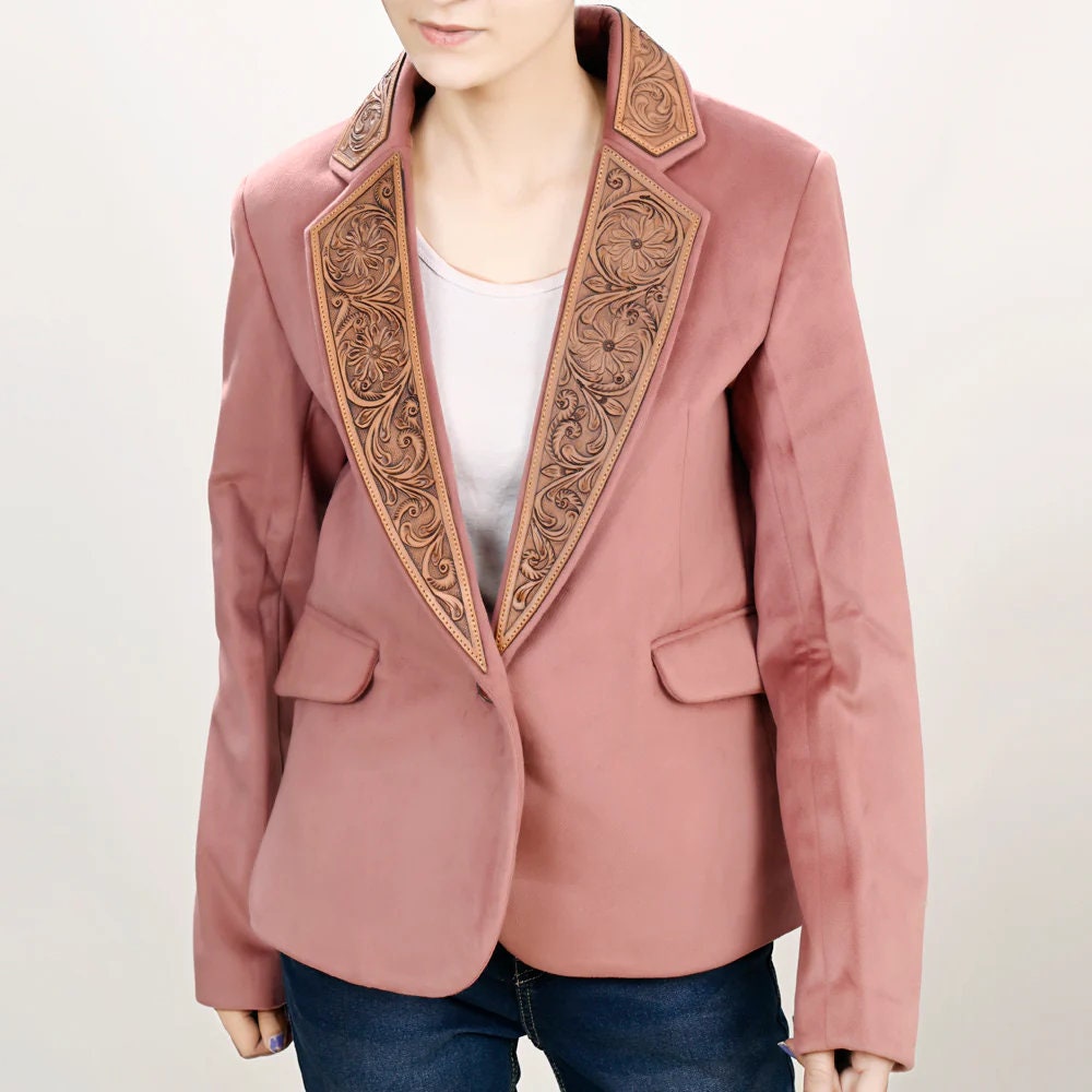 ジャケット GOLDEN  'Diva' blazer Pink Sun Valley Leather Blazer - Shop Dodi Jo's