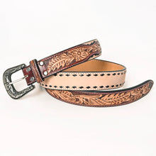 Load image into Gallery viewer, Womens Western Hand Tooled Leather Belt, Rodeo Belt, Embossed Leather Belt, Western Belt, Cowboy Belt, Cowgirl Belt, Studded Handmade Belt
