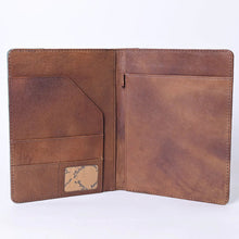 Load image into Gallery viewer, Hand Tooled Leather Portfolio, Leather Padfolio, Leather Legal Pad Portfolio, Leather Legal Pad Notebook, Tooled Leather Portfolio Envelope

