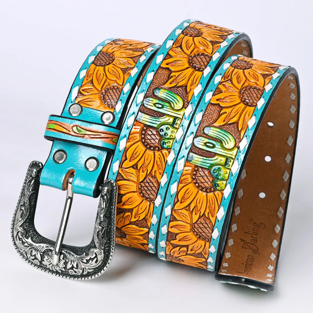 Flower Mound Hand Tooled Leather Belt - Shop Dodi Jo's
