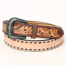 Load image into Gallery viewer, Womens Western Hand Tooled Leather Belt, Rodeo Belt, Embossed Leather Belt, Western Belt, Cowboy Belt, Cowgirl Belt, Studded Handmade Belt
