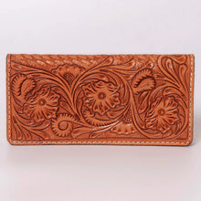 Load image into Gallery viewer, Western Hand Tooled Leather Wallet, Hand Painted Sunflower Leather Wallet, Leather Flower Wallet, Genuine Leather Clutch, Western Purse,
