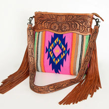 Load image into Gallery viewer, Western Purse, Hand Tooled Leather Purse, Leather Western Crossbody Purse, Cowhide Purse, Genuine Leather Purse, Leather Fringe
