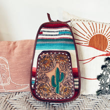 Load image into Gallery viewer, Leather Sling Bag Women, Leather Sling Backpack Purse, Leather Backpack, Western Purse, Serape Saddle Blanket Sling Purse

