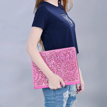 Load image into Gallery viewer, Hand Tooled Leather Portfolio, Leather Padfolio, Leather Legal Pad Portfolio, Leather Legal Pad Notebook, Tooled Leather Portfolio Envelope
