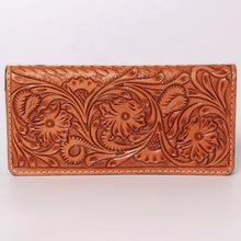 Load image into Gallery viewer, Western Hand Tooled Leather Wallet, Hand Painted Sunflower Leather Wallet, Leather Flower Wallet, Genuine Leather Clutch, Western Purse,
