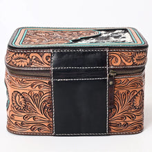 Load image into Gallery viewer, Western Leather Jewelry Case, Hair on Hide Jewelry Holder, Jewelry Box Safe, Leather Make Up Case, Hair On Cowhide Jewelry Box
